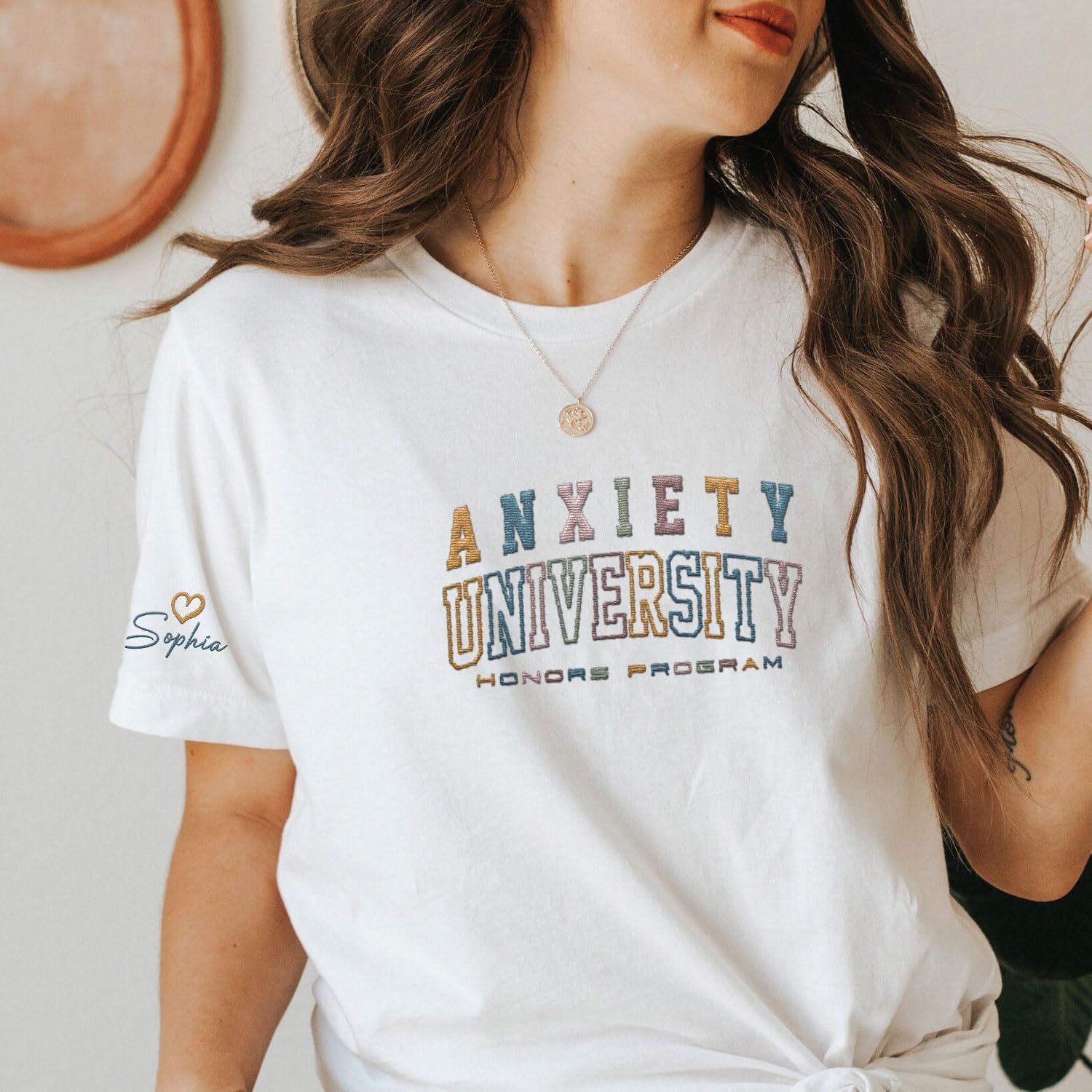 Custom Anxiety University Honors Program Embroidered Sweatshirt Mental Health Shirt Funny Clothing Gifts Her Anxiety State