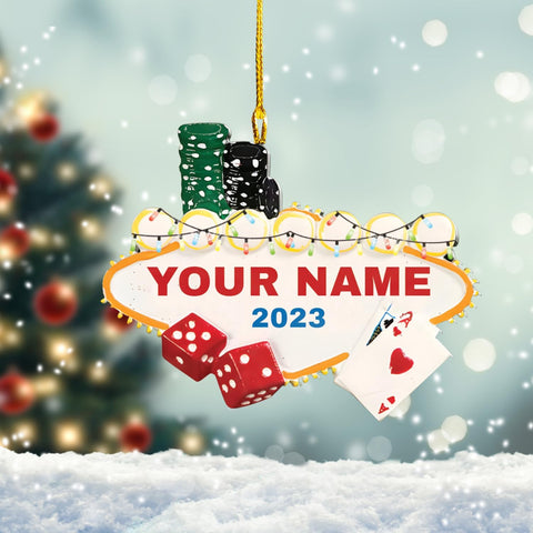 Personalized Poker Christmas Ornament 2024, Poker Player Ornament, Sport Keepsake Present, Playing Cards Deck Wood Game Ornaments, Poker Aces Cards Chips Gambling Ornament (Poker 1)