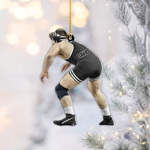Artparel Personalized Wrestling Ornament Wrestling Helmet Ornaments Wrestling Christmas Ornament Gift for Wrestling Player Wrestling Christmas Tree Ornaments for Boys or Girls (WL15)