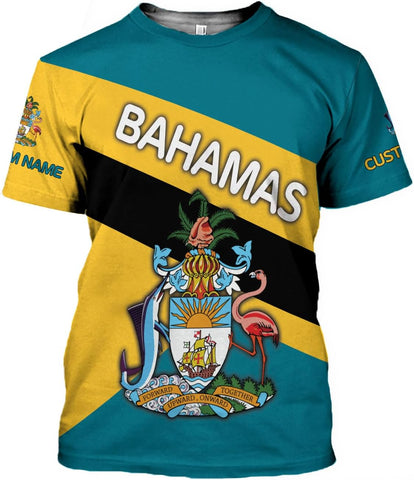 Personalized Bahamas Shirt 3D Custom Bahamas Flag Shirt for Men and Women Bahamas Pride Shirt