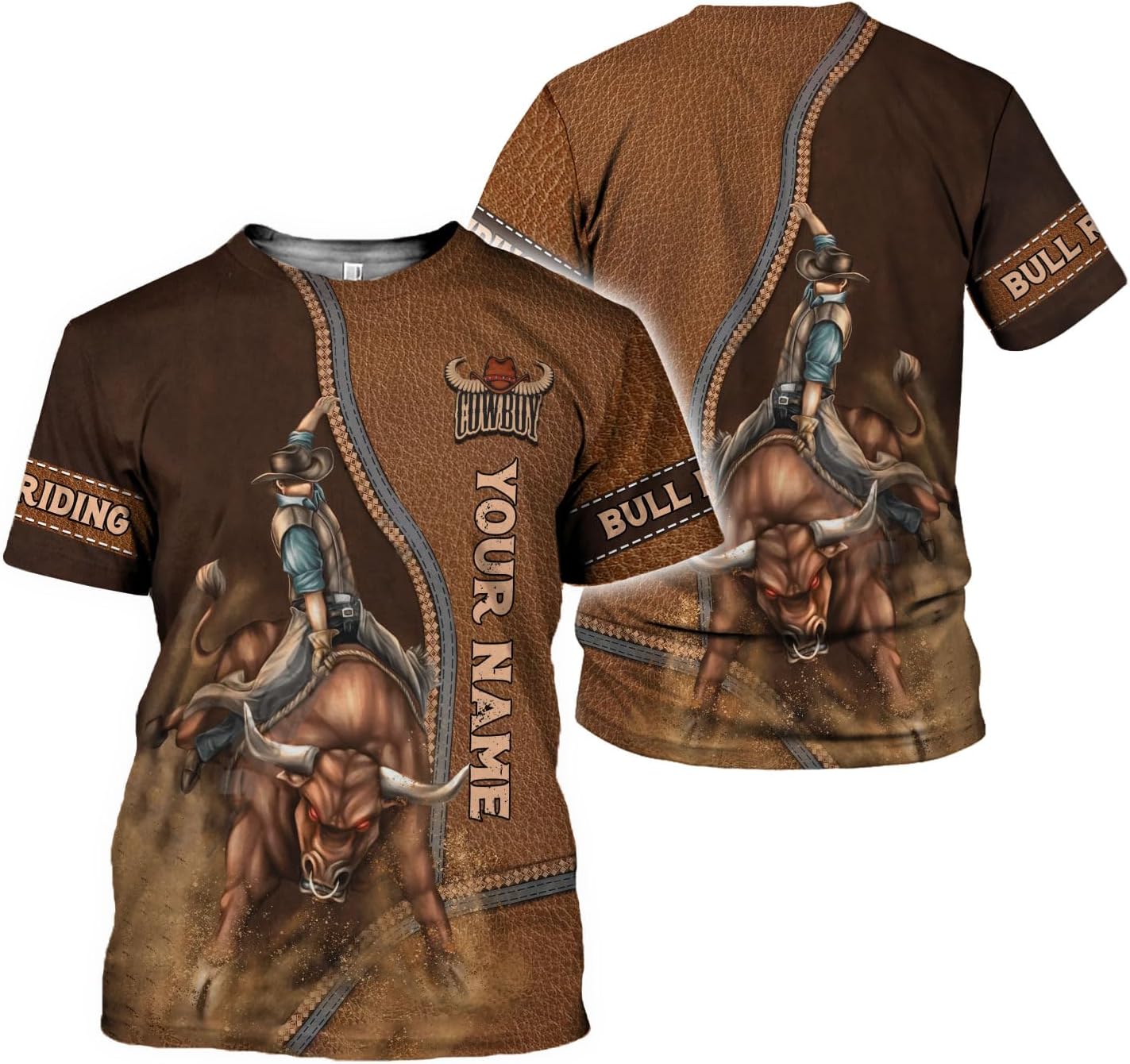 Rivelus Personalized Name Bull Riding Shirt 3D, Rodeo Shirts Bull Biding Shirts for Men and Women, Bull Rider Shirt Gift