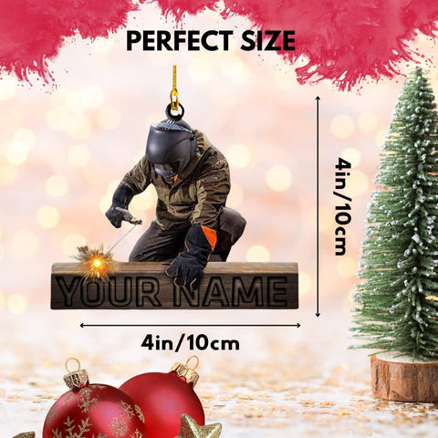 HomeDesign Personalized Welder Ornament, Custom Welder Ornaments Welding Ornaments Flat Two Sided Hanging Plastic Ornaments Welder Gift Christmas Ornament Hanging Decorations Ornament (Style 1)