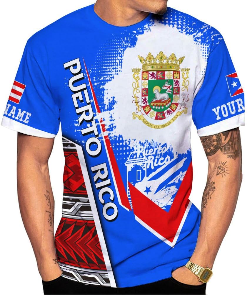 Mostprints Personalized Name Puerto Rico Shirt, Customized Puerto Rico Shirts for Men and Women, Puerto Rico Flag T-Shirt3