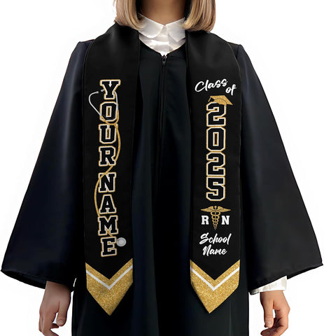 Pretyprints Custom Nurse Sash Graduation, RN Graduation Stole Gifts for Friends Nursing Student Senior Class Of 2025