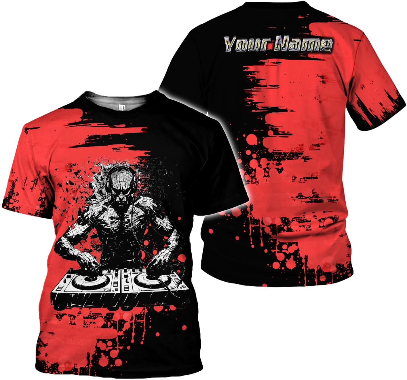 Personalized DJ Shirt, Custom DJ Shirts for Men DJ Player Music Lover DJ Gifts Music EDM Festival Cool DJ Party Djs Disc Tee