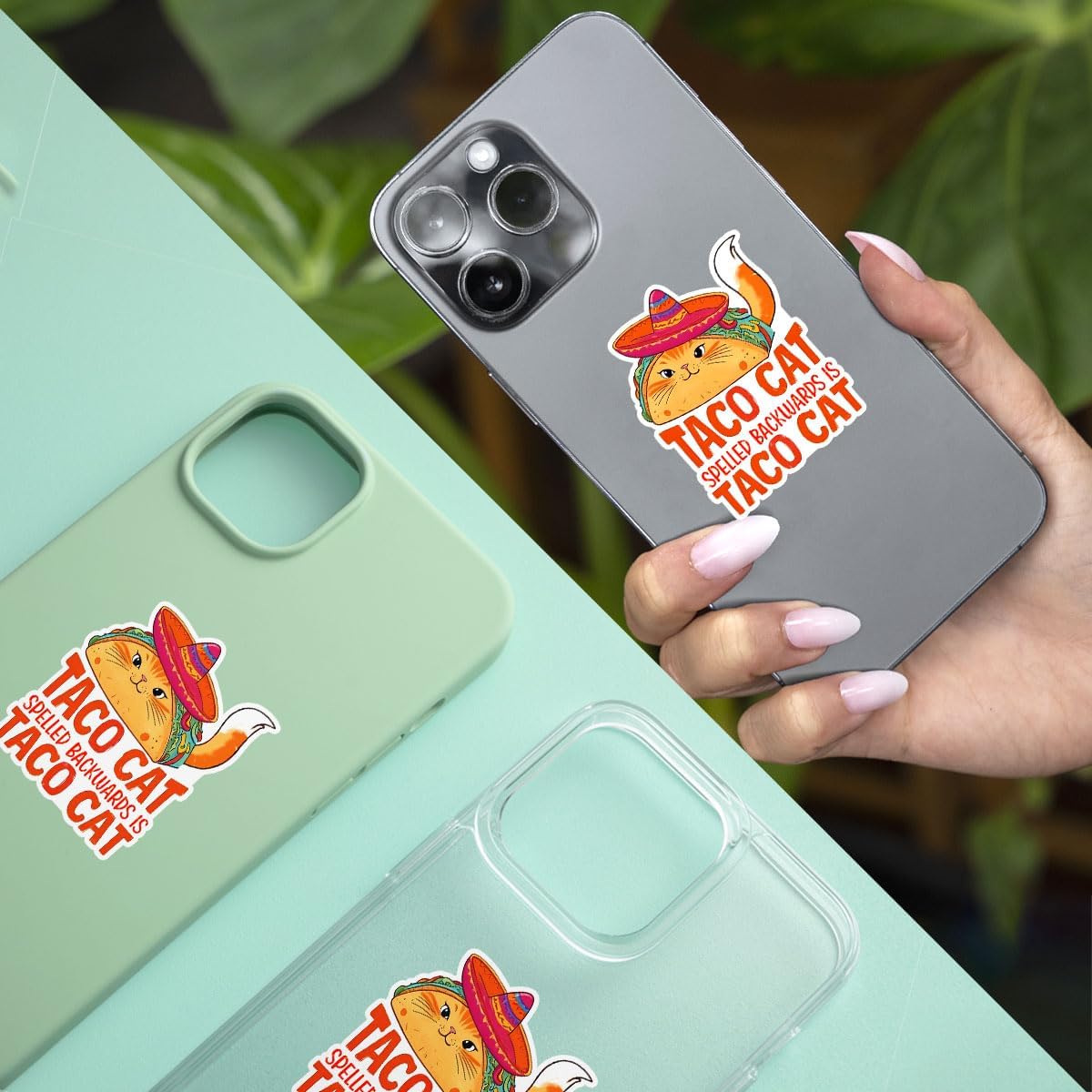 (3Pcs) Taco Cat Spelled Backwards is Taco Cat Sticker, Taco Bumper Sticker Tacos Decal, Mental Health Awareness Sticker, Cat Therapy Sticker - Stickers for Laptop Water Bottle Phone Car Window Helmet