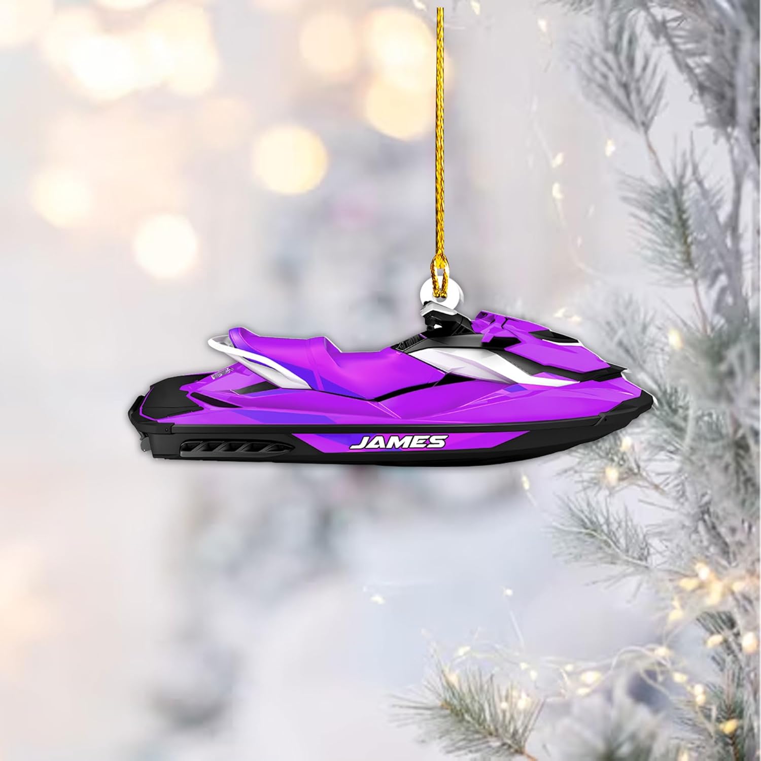 AOVL Custom Jet Ski Ornaments 2024 Jet Boat Ski Christmas Ornament Skiing Jet Boat Christmas Tree Ornament Gift for Watercraft Lovers Speed Boat Ornaments (JK2)