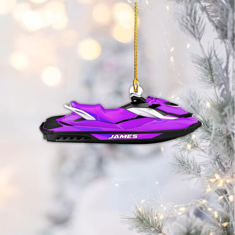 AOVL Custom Jet Ski Ornaments 2024 Jet Boat Ski Christmas Ornament Skiing Jet Boat Christmas Tree Ornament Gift for Watercraft Lovers Speed Boat Ornaments (JK2)
