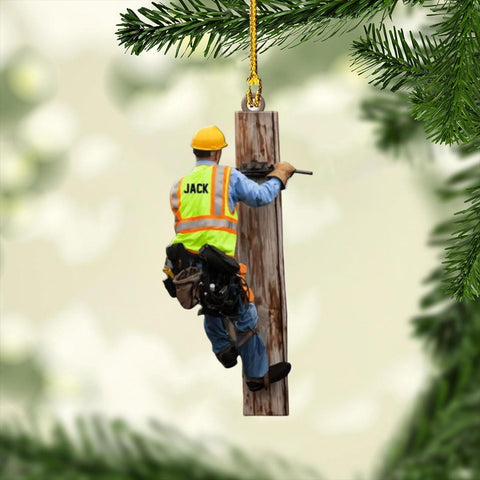 HomeDesign Personalized Lineman Ornament Custom Lineman Ornaments Line Man Christmas Ornaments Gifts for Lineman Ornament Lineman Christmas Hanging Ornament Lineman Gift (Style 7)