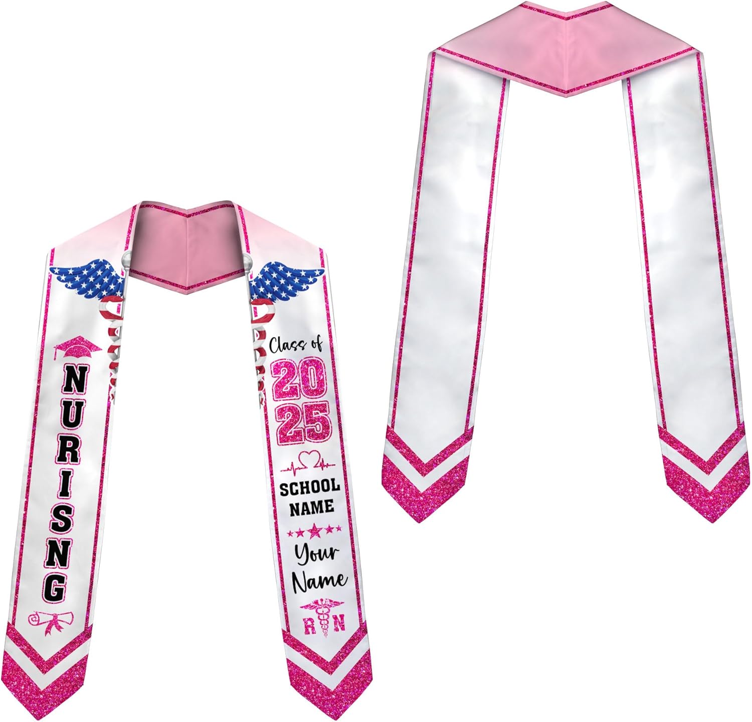 Pretyprints Custom Nurse Sash Graduation, RN Graduation Stole Gifts for Friends Nursing Student Senior Class Of 2025