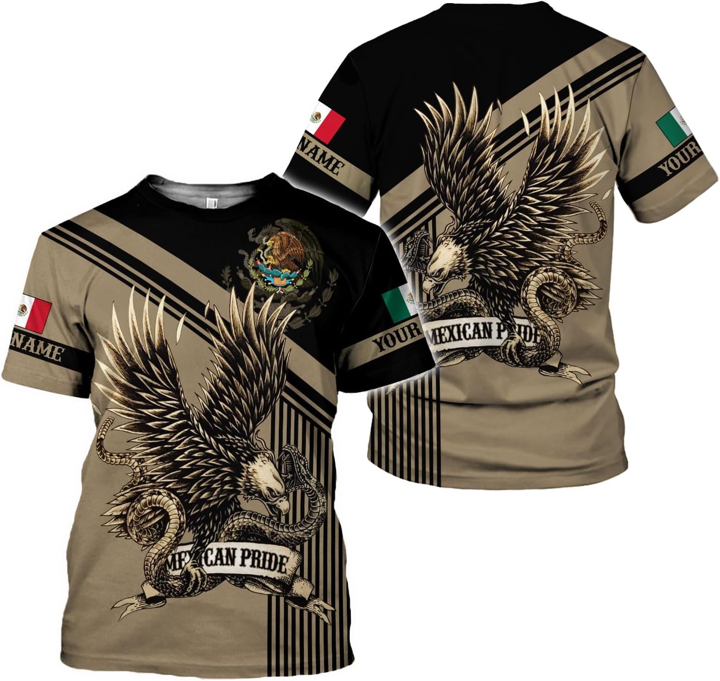 RoyalBro Personalized Mexico Shirts, Camisas De Mexico, Mexico Shirts for Men, Mexican Flag Jersey Shirt Mexico 3D Shirt