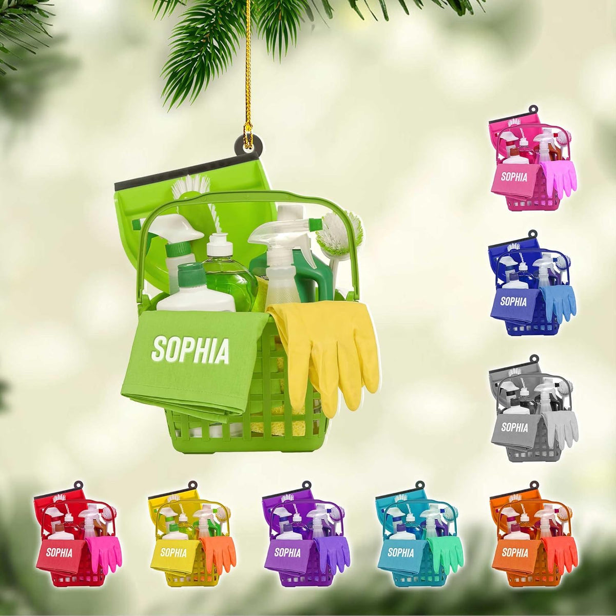 Personalized Housekeeping Ornament, Cleaning Tools Ornaments, Washing Cleaner Ornament Cleaning Lady Christmas Ornament Gifts for Cleaning Service Housekeeping Uniform Gift for Housekeeper (Hk23)