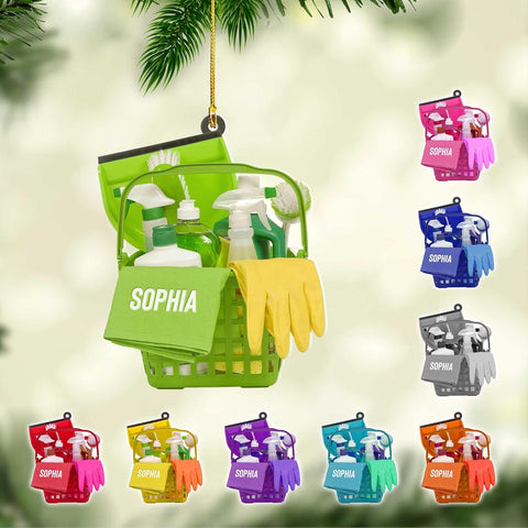 Personalized Housekeeping Ornament, Cleaning Tools Ornaments, Washing Cleaner Ornament Cleaning Lady Christmas Ornament Gifts for Cleaning Service Housekeeping Uniform Gift for Housekeeper (Hk23)