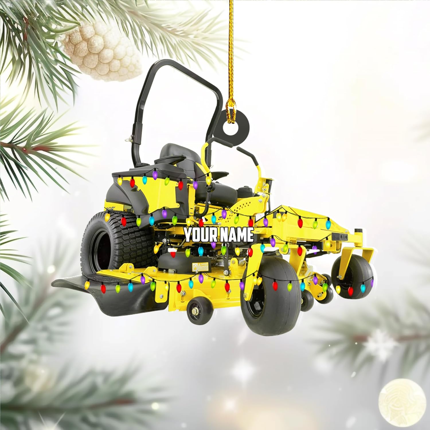 Artparel Custom Lawn Mowers Christmas Ornaments 2024 Custom Lawn Mowers Ornaments Farmhouse Lawn Mowers Driver Gifts Riding Mowers with Xmas Light Acrylic Ornament 2024 (LM6)