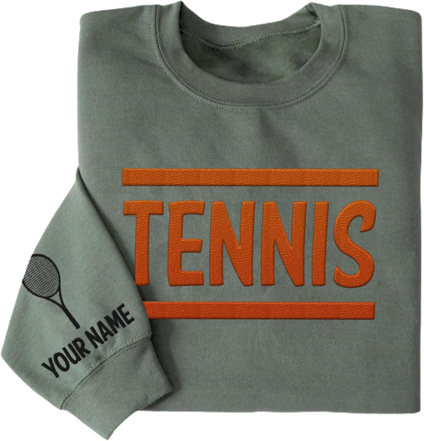 MAPrints Personalized Tennis Sweatshirt, Heartbeat Embroidery, Sport Gift