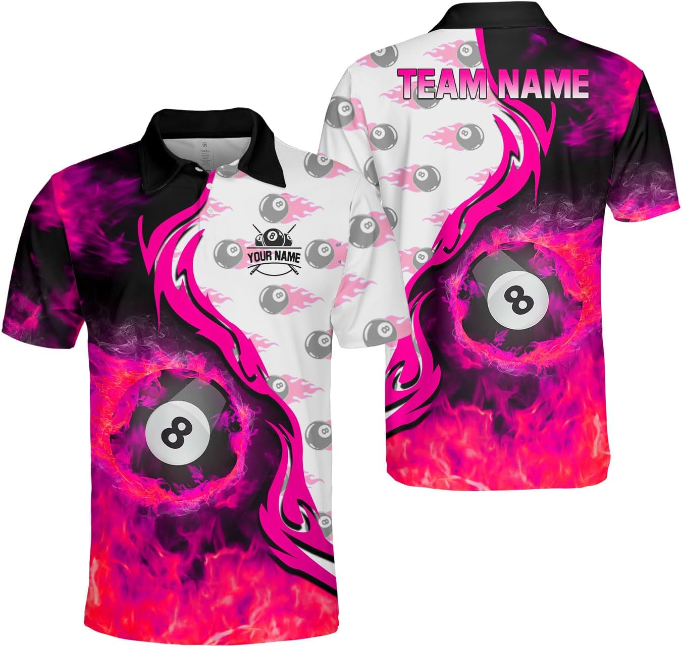 Ligthuy Personalized Billiard Polo 3D, 8 Ball Shirt, Billiards Shirts for Men, Billiard Gifts for Men and Women S-5XL