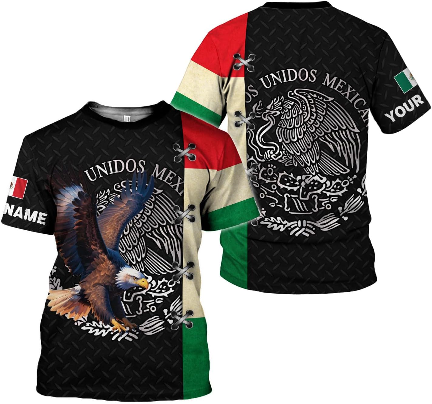 Mostprints Personalized Name Mexican Shirts for Men 3D Customized Mexico Shirts for Men Mexico Shirts for Women Mexico Shirt
