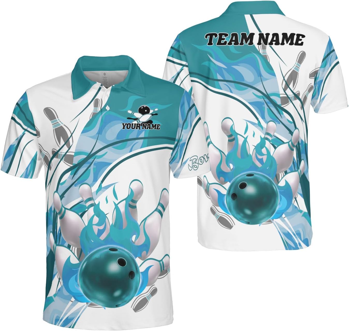 Ligthuy Personalized Name Bowling Polo Shirts 3D for Men and Women, Bowling Shirt, Bowling Shirts for Men Team Bowling Shirt