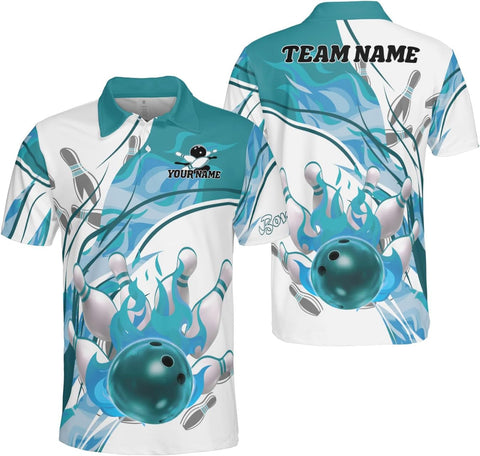 Ligthuy Personalized Name Bowling Polo Shirts 3D for Men and Women, Bowling Shirt, Bowling Shirts for Men Team Bowling Shirt