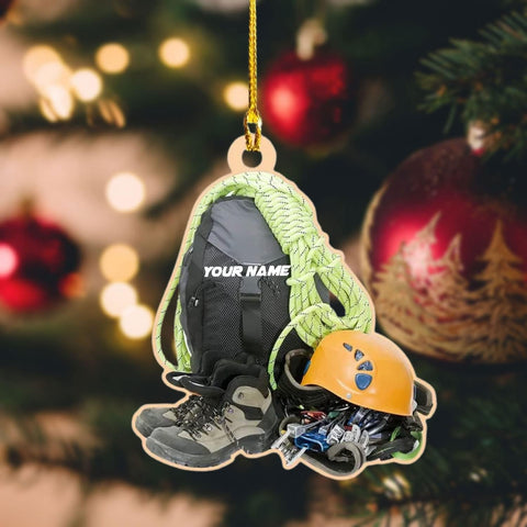 HomeDesign Personalized Rock Climbing Ornaments Custom Climbing Ornament Rock Climber Ornament, Mountain Climbing Bag, Climber Gift Bouldering Gifts Workout Ornament Christmas Tree Hanging Ornament 6