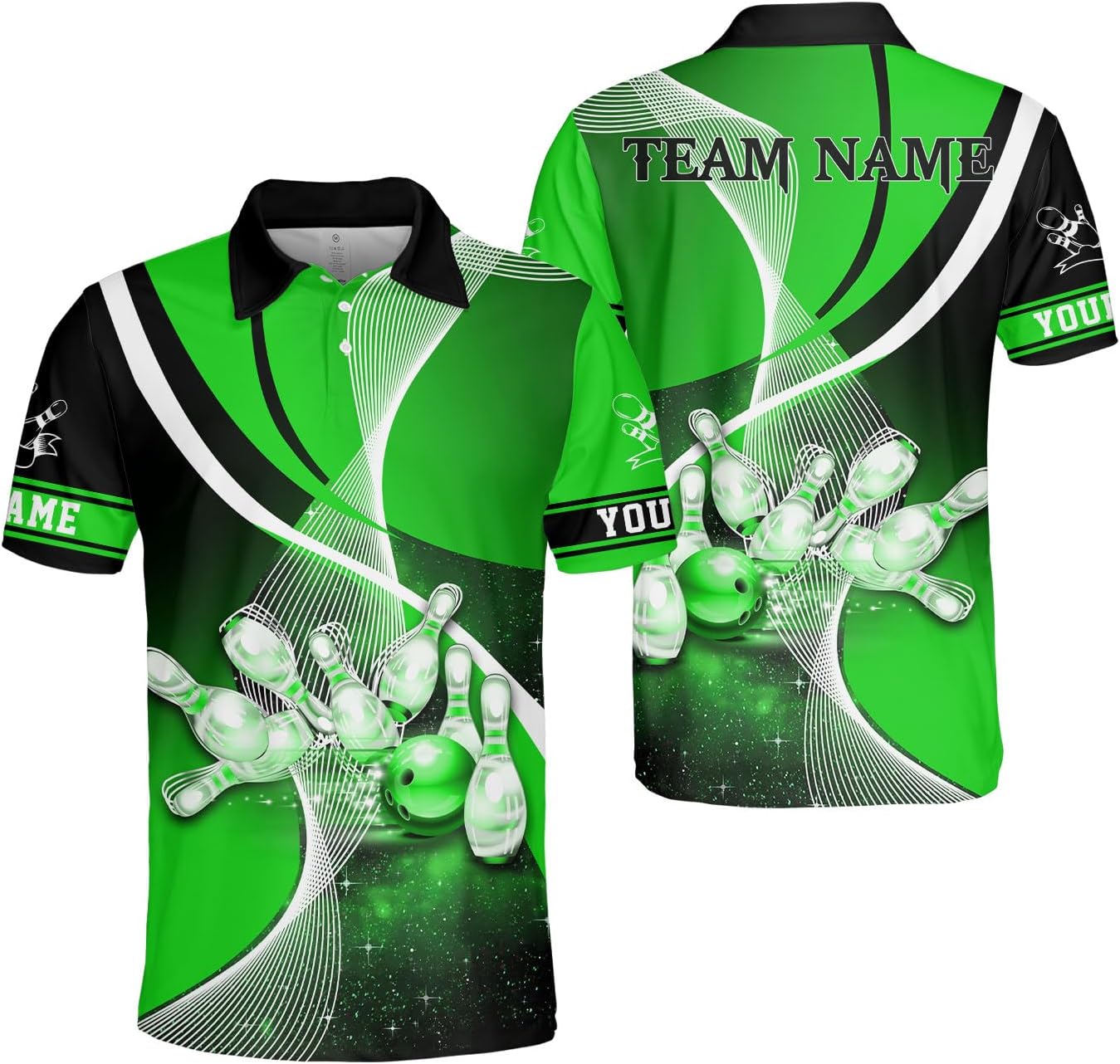 Ligthuy Personalized Name Bowling Polo Shirts 3D for Men and Women, Bowling Shirt, Bowling Shirts for Men Team Bowling Shirt