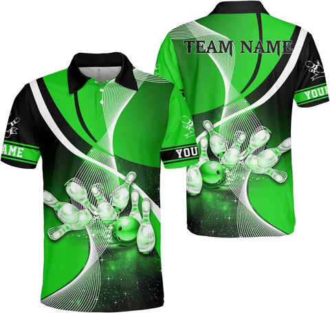Ligthuy Personalized Name Bowling Polo Shirts 3D for Men and Women, Bowling Shirt, Bowling Shirts for Men Team Bowling Shirt
