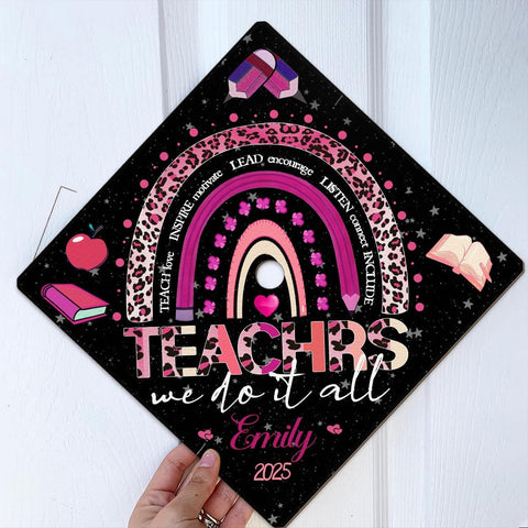 Pretyprints Personalized Teacher Graduation Cap Topper Teacher Gift Class Of 2025 Graduation Cap Decoration Topper