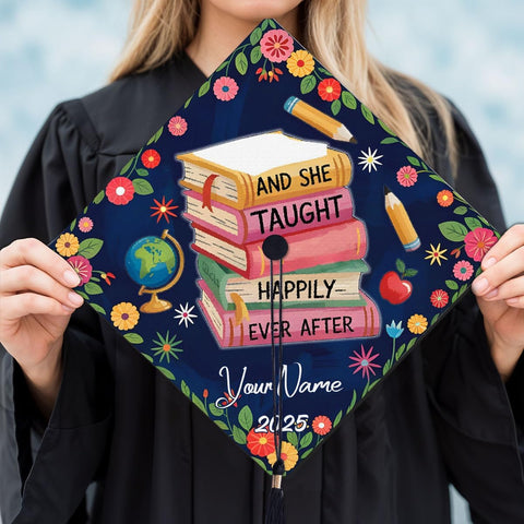 Pretyprints Personalized Teacher Graduation Cap Topper Teacher Gift Class Of 2025 Graduation Cap Decoration Topper