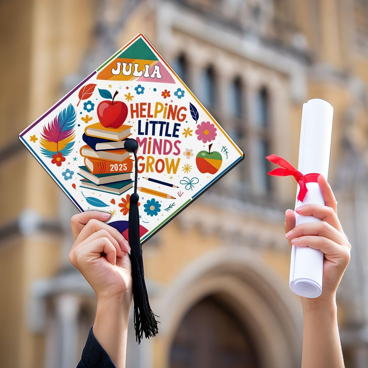 Pretyprints Personalized Teacher Graduation Cap Topper Teacher Gift Class Of 2025 Graduation Cap Decoration Topper