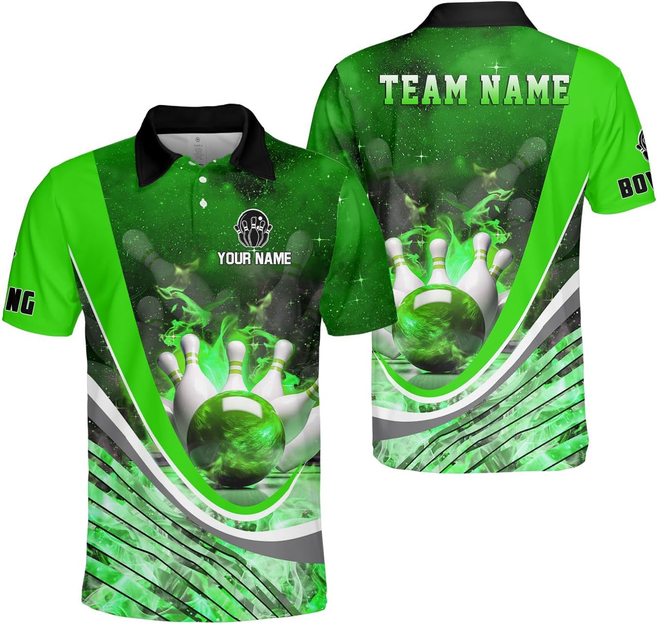 Ligthuy Personalized Name Bowling Polo Shirts 3D for Men and Women, Bowling Shirt, Bowling Shirts for Men Team Bowling Shirt