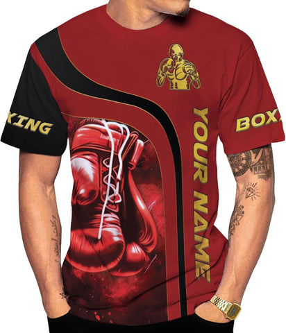 Pretyprints Personalized Boxing 3D Shirt, Boxing Shirts for Men Boxing Gloves Shirt Boxing Tee Shirt Gifts for Boxing Lovers