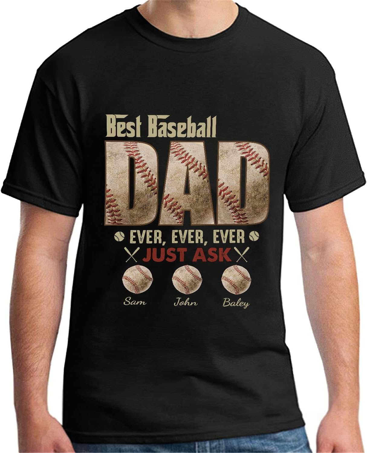 Personalized Baseball Dad Shirt, Custom Dad Baseball T-Shirt, Baseball Dad Gifts, Baseball Lover Gift, Dad's Birthday Present