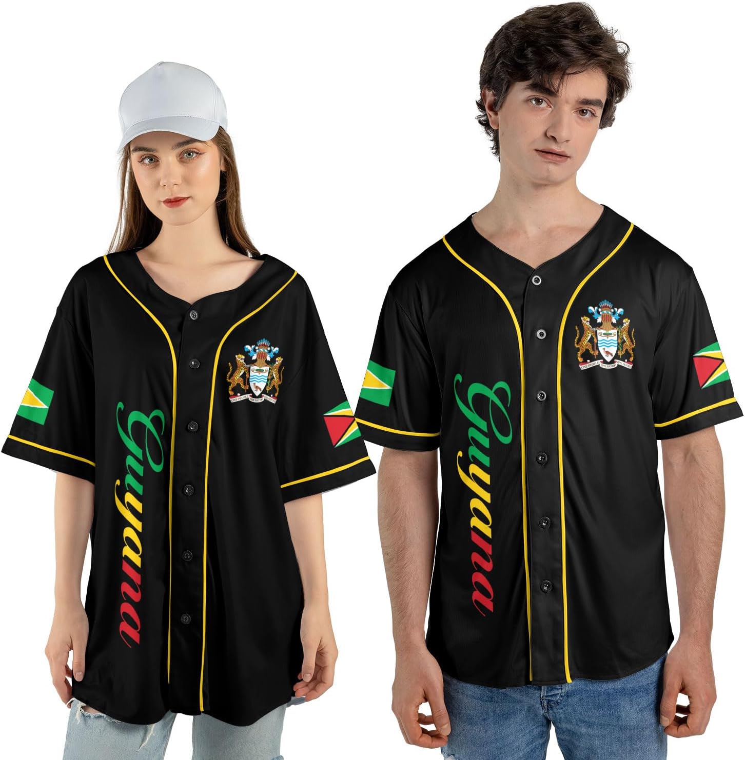 Leeprints Personalized Guyana Baseball Jersey Shirt, GuyaneseFlag Jersey, Guyana Guyanese Pride Jersey for Men and Women