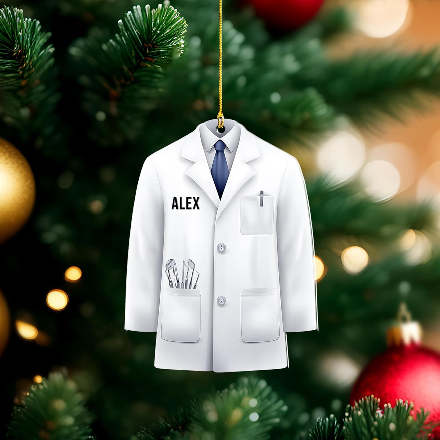 Personalized Dentist Christmas Ornament, Santa's Favorite Dentist Ornament, Doctor or Dental Hygienist Assistant Keepsake Gift, Teeth Ornament (Acrylic, Style 1)