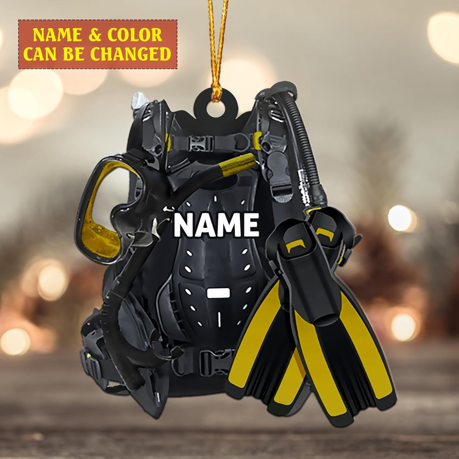 Royalbro Personalized Scuba Diving Ornament, Scuba Diver Ornament, Scuba Diver Christmas Ornament, Gift for Diver, Scuba Dive Gift, Diving Vest Custom Christmas Ornament (SD 3)