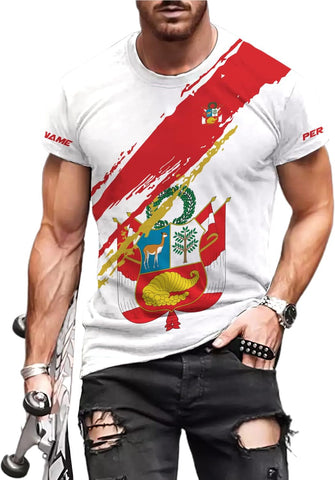 Vybonz Personalized Peru Shirts for Men,Peru Mens Shirt, Peru Flag Shirt, Peruvian T Shirt, Peru Jersey, Peruvian Shirts