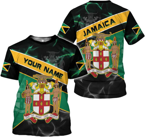 Ligthuy Personalized Jamaica Shirt 3D, Custom Jamaica Flag Lion Shirt for Men and Women, Jamaican Pride T-Shirt Unisex
