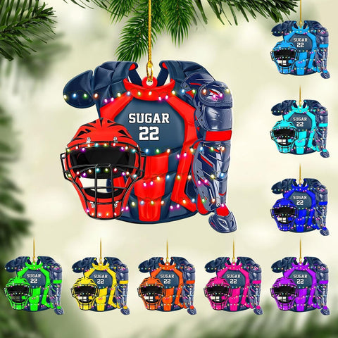 MoonArt Personalized Softball Ornament Christmas Tree Decoration Custom Softball Christmas Ornament 2D Shape Flat Softball Lover Gifts Beginner Softball Players Ornament Gift (SBD3)