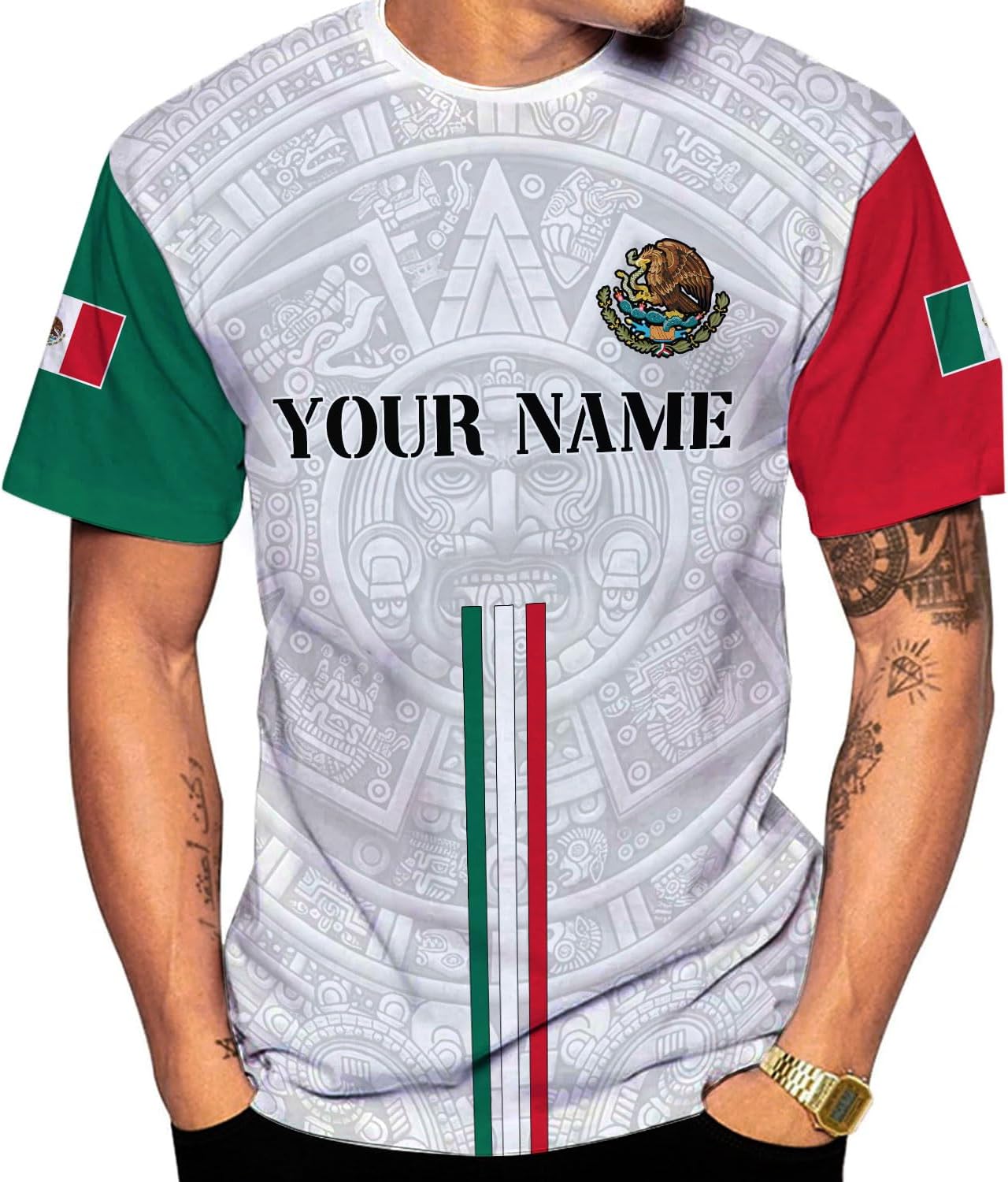 Mostprints Personalized Name Mexican Shirts for Men 3D Customized Mexico Shirts for Men Mexico Shirts for Women Mexico Shirt