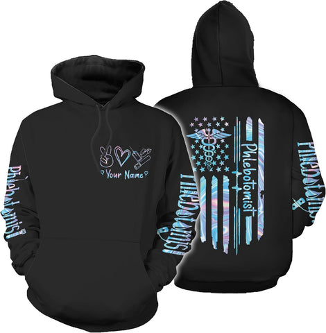 Personalized Name Phlebotomist Hoodie Gifts USA Phlebotomy Graduation Sweatshirt Hospital Zip Hoodie Nursing Emergency Shirt