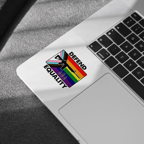 3 Pcs Defend Equality Stickers, LGBT Guns Pride Month Trans Gay, Funny G*n Sticker, Progress Pride Flag and Rifle Sticker for Water Bottle Tumbler Phone Case Laptop 3"x3"