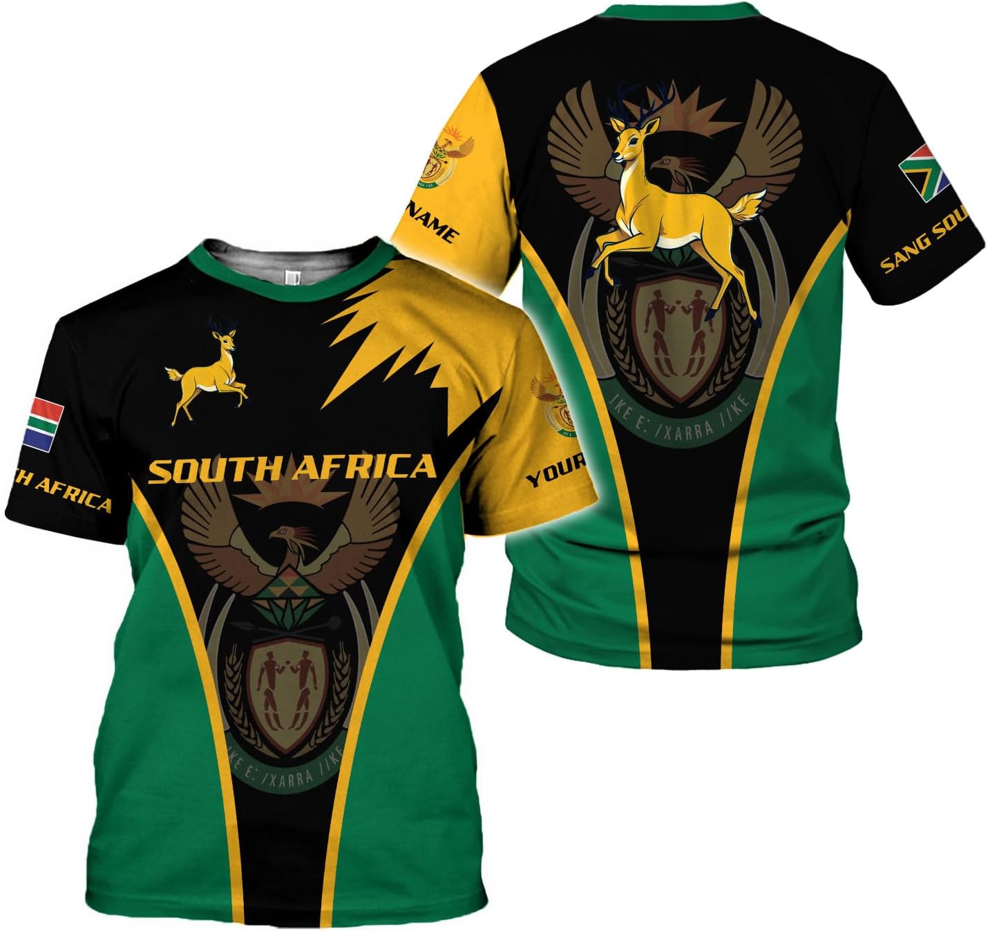 MoonArt Personalized South Africa 3D Shirt, African Pride T-Shirt, South Africa African Flag National Tshirt South African