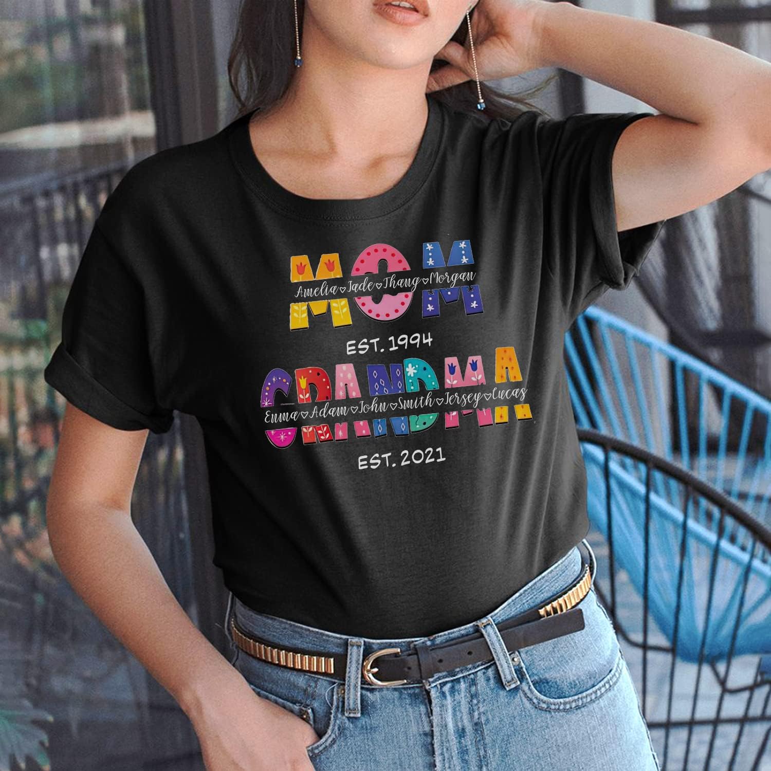 Personalized Mother's Day Tee, Mom and Grandma Belong to Kids, Grandkids Names Shirt for Nana Mimi Mom Grandma Mamaw