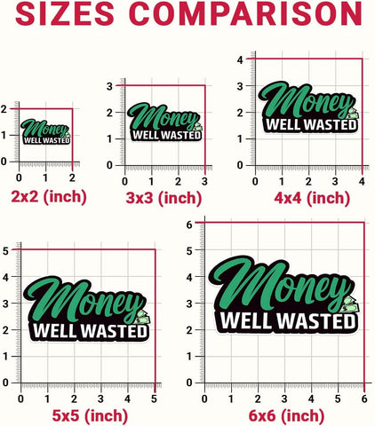 (3PCs) Money Well Wasted Funny Bumper Sticker, Its Only Money Sticker, Money Sticker, Waste of Money Decal, Money Well Wasted Vinyl Decal - Stickers for Laptop Water Bottle Phone Car Helmet 3"