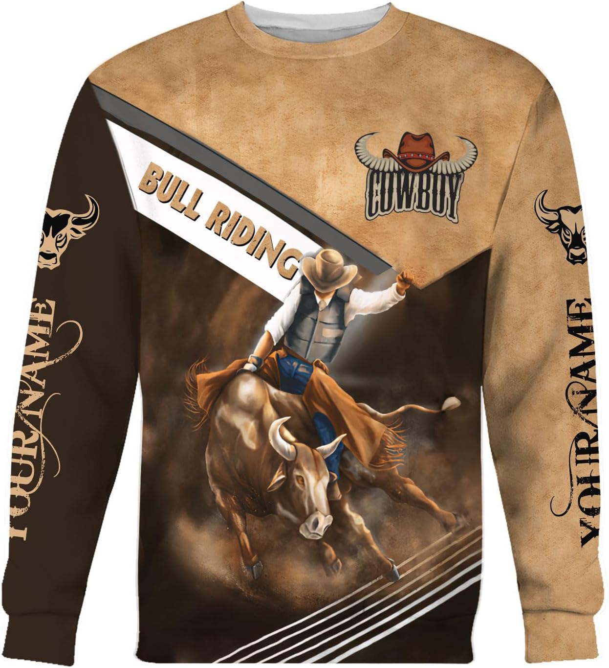 Mostprints Personalized Name Bull Riding Shirt 3D, Rodeo Shirts Bull Biding Shirts for Men and Women, Bull Rider Shirt Gift