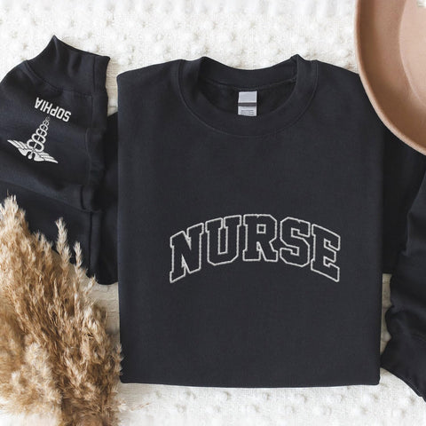 AOVL Personalized Embroidered Nurse Sweatshirt Women Nurse Sweatshirt Embroidered Sweatshirt For Nurse Nurse Shirts Gift