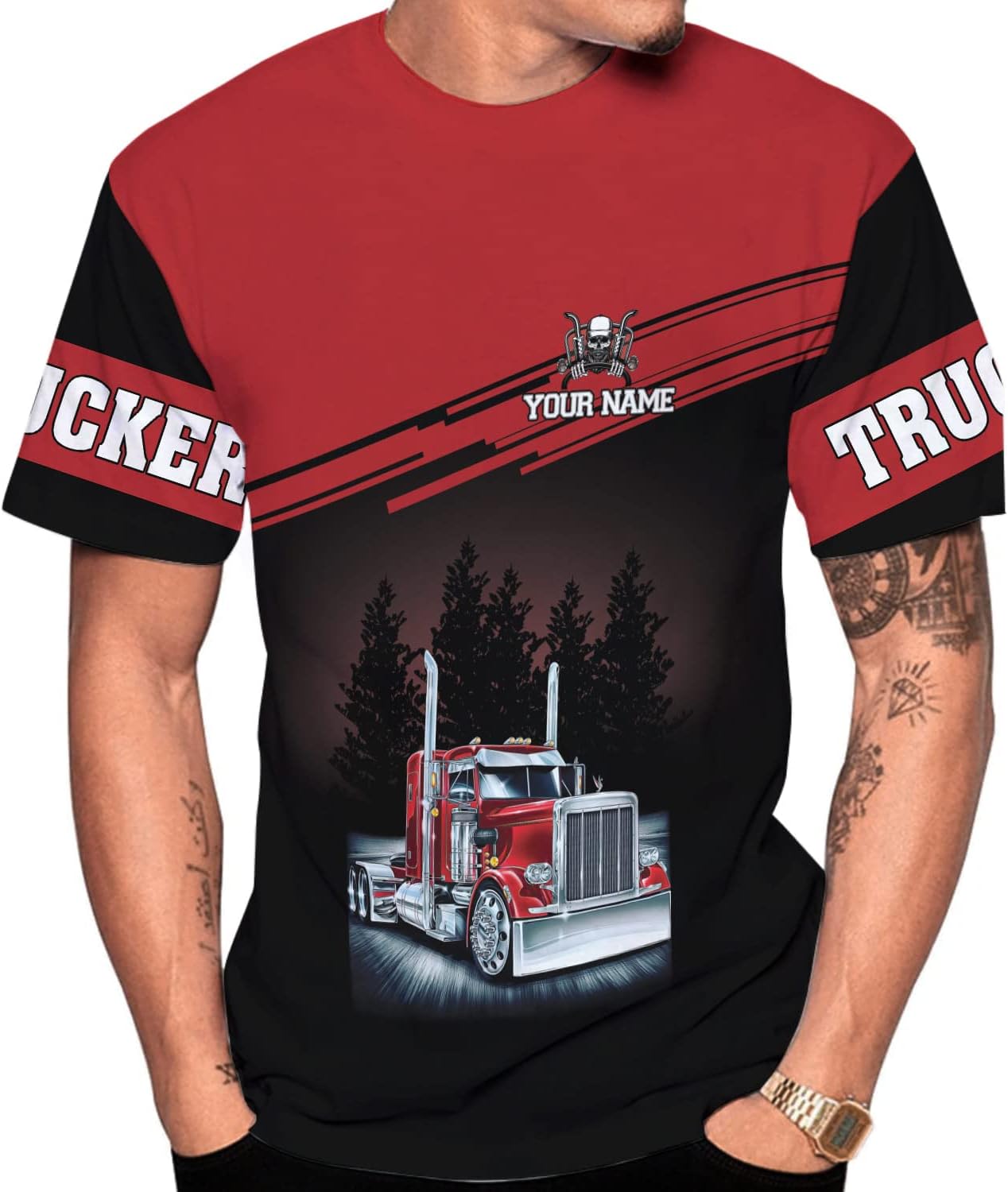 Personalized Trucker Shirt Custom US Flag Truck Driver T-Shirt Funny Trucker Gift 3D Hoodie for Men & Women Trucking Diesel