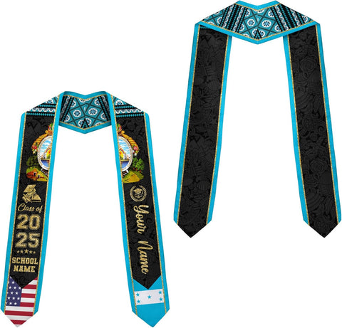 Pretyprints Honduran Graduation Sash, Custom Honduran American Flag Graduation Sash 2025, Honduras Graduation Stole