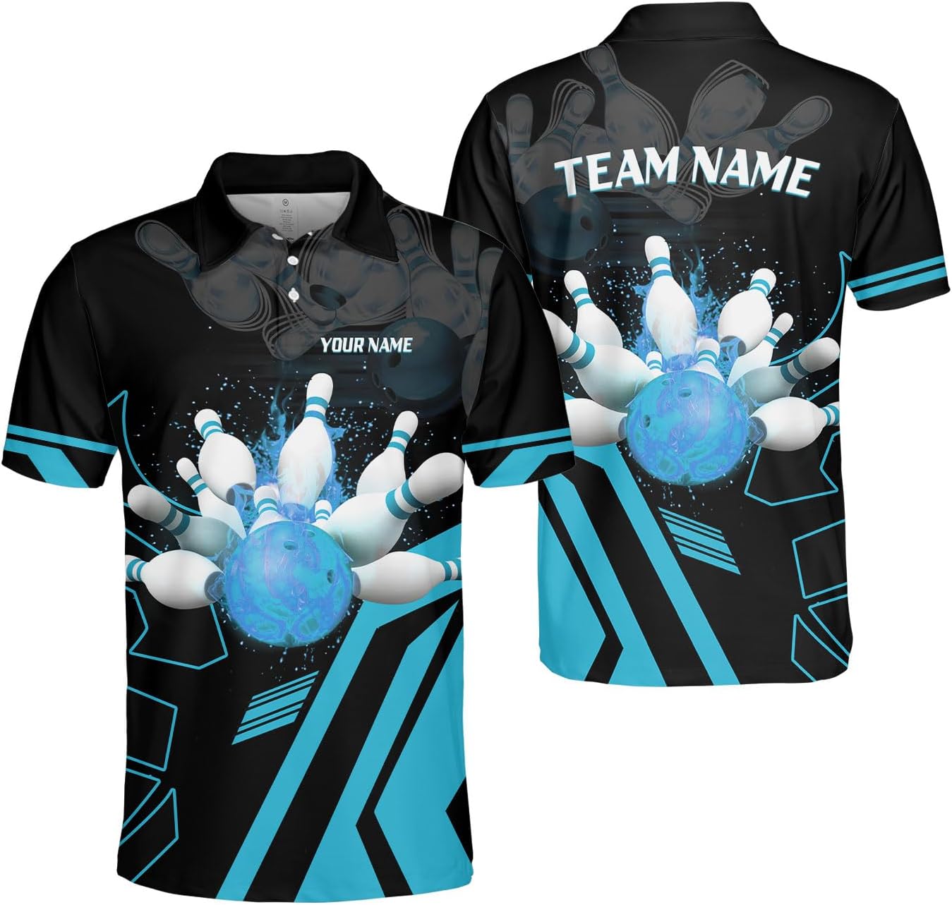 Custom Bowling Polo Shirts for Men and Women Personalized Team Name Customized Bowling 3D Short Sleeve Polo Shirt Gift Unisex