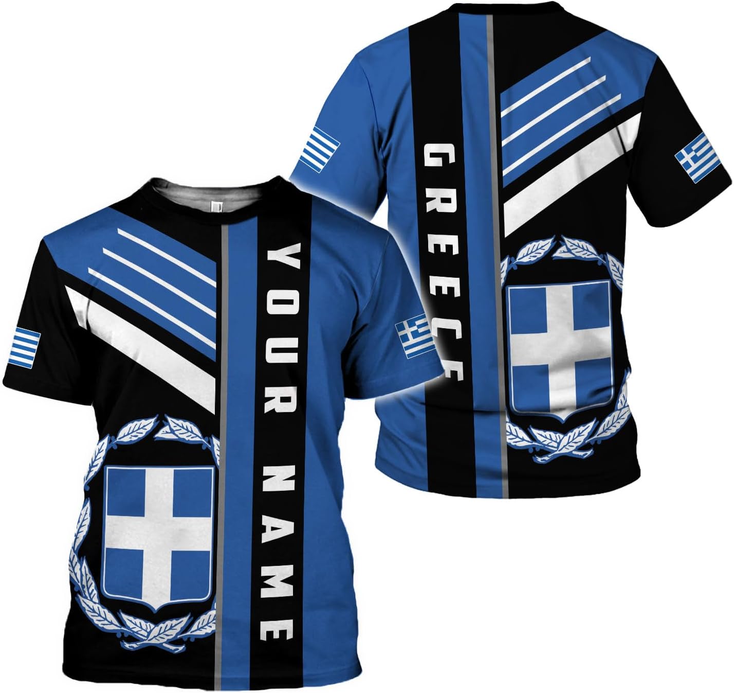MoonArt Personalized Greece Shirts Greek Coat of Arms Flag Grecian 3D Shirts Greece Tshirt Grecian Pride Gift